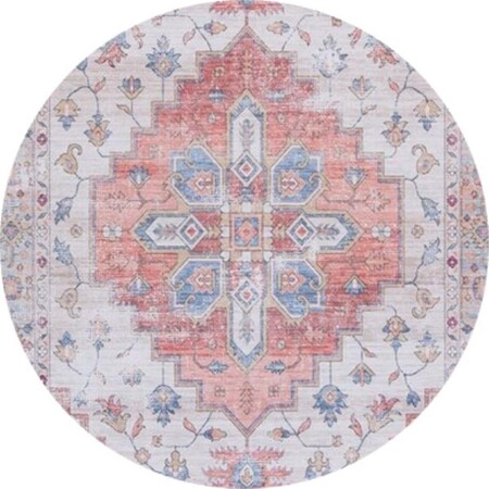 Safavieh 6 x 6 ft. Tucson Southwestern Round Power Loomed Rug; Beige & Blue TSN109B-6R